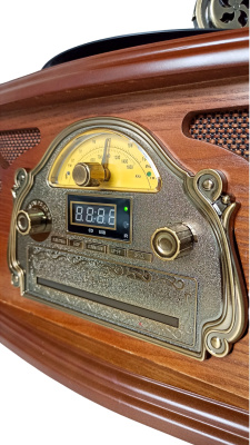 Граммофон "Прага" с пультом, FM/BT/USB/CD, металлическая труба