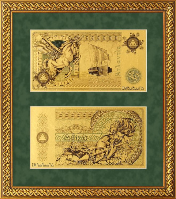 Картина на сусальном золоте «Золотые деньги Атлантиды»