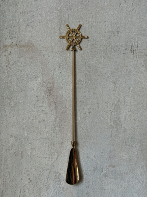 Рожок для обуви ручка "Штурвал" латунь полированный 21"