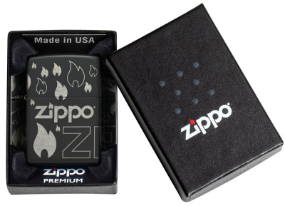 Зажигалка ZIPPO Classic с покрытием  , латунь/сталь, черная, матовая, 38x13x57 мм