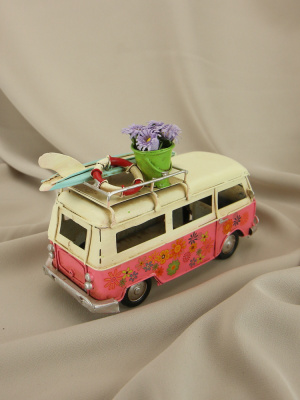 Ретро-автобус Фольксваген Т1,  'Flower Power', розовый