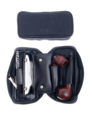 Сумка P&A для 2 трубок и табака, экокожа, черная Сумка P&A для 2 трубок и табака, экокожа, черная