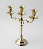 Подсвечник на 3 свечи латунь полированный 9,5"