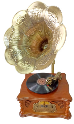 Граммофон "Прага" с пультом, FM/BT/USB/CD, металлическая труба