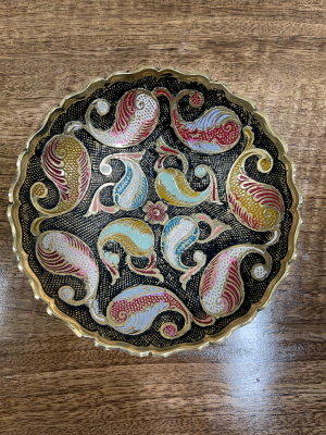 Конфетница, латунь, цветная эмаль,  20 см