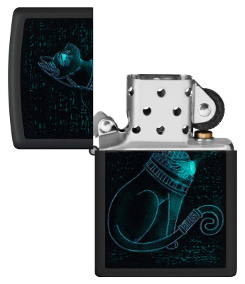 Зажигалка ZIPPO Spiritual Cat с покрытием Black Light, латунь/сталь, черная, матовая 38x13x57 мм Зажигалка ZIPPO Spiritual Cat с покрытием Black Light, латунь/сталь, черная, матовая 38x13x57 мм