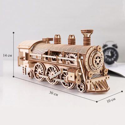 Механический деревянный конструктор - Паровоз Механический деревянный конструктор - Паровоз