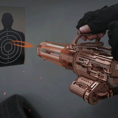 Деревянный механический конструктор Пулемёт с вращающимся стволом Robotime Rotating-Barrel Machine Gun Деревянный механический конструктор Пулемёт с вращающимся стволом Robotime Rotating-Barrel Machine Gun