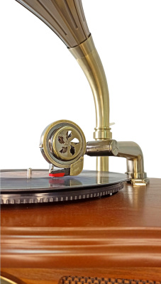 Граммофон "Прага" с пультом, FM/BT/USB/CD, металлическая труба