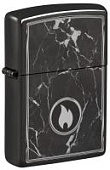 Зажигалка ZIPPO Marble Flame с покрытием High Polish Black, латунь/сталь, черная, глянцевая, 38x13x57 мм (без бензина)