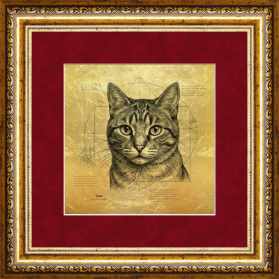 Картина на сусальном золоте «Кошка»