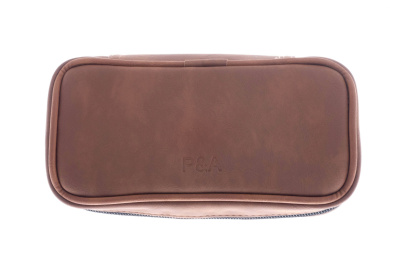 Сумка P&A для 2 трубок и табака, экокожа, коричневая