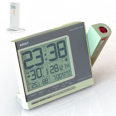 Проекционные часы и метеостанция RST с внешним датчиком Цвет: Шампань. арт.32768