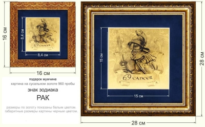 Картина на сусальном золоте «Знак Зодиака Рак»