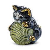 Статуэтка керамическая "Полосатый котенок с клубком"