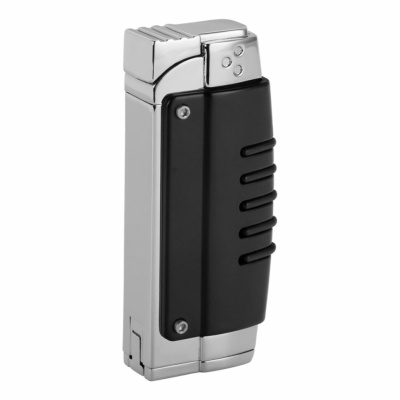 Турбо зажигалка Colibri Crossfire BLACK ANODZD POL SILVER