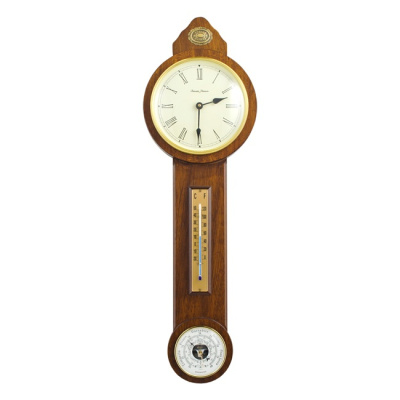 Часы с барометром и термометром Diamantini & Domeniconi настенные из натурального дерева, Италия ,орех, h.68 см