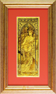 Картина на сусальном золоте «Альфонс Муха - Утро»