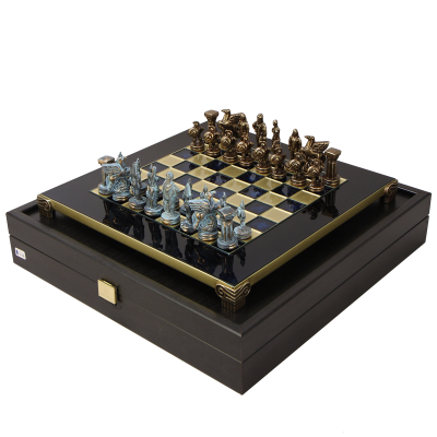 Шахматный набор "Древняя Спарта" (28x28 см), доска синяя