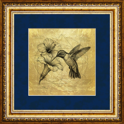 Картина на сусальном золоте «Колибри»