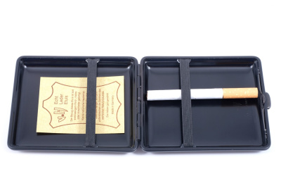 Портсигар Stoll на 18 сигарет, натуральная кожа, Черный олень, C09-1