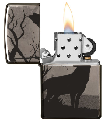 Зажигалка ZIPPO Classic с покрытием Black Ice®, латунь/сталь, чёрная, глянцевая, 38x13x57 мм