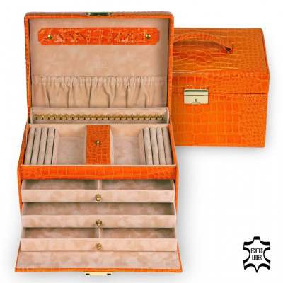 Шкатулка для украшений Sacher, оранжевая, кожа, 69.107.105443