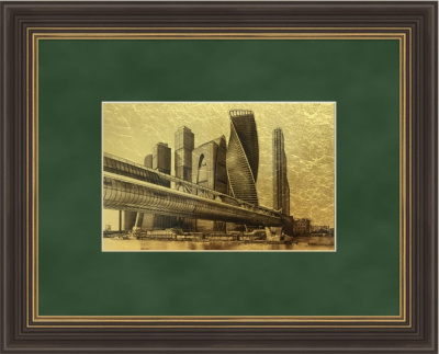 Картина на сусальном золоте «Москва-Сити»