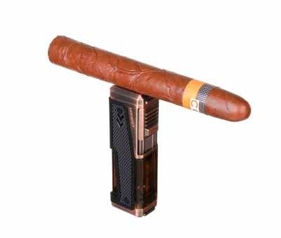 Зажигалка сигарная Honest, четверное пламя, с пробойником и сигарным ложементом, бронза