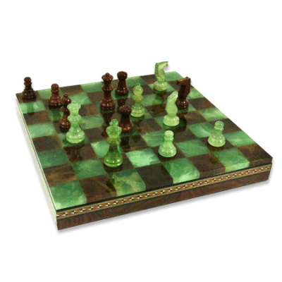 Шахматы из камня Scali, мрамор зеленый/агат, verde tr./ag, 14172NS