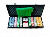 Покерный набор ROYAL FLUSH матовый на 500 фишек 11,5г с номиналом в алюминиевом кейсе, pkrjm500 (Уценка)
