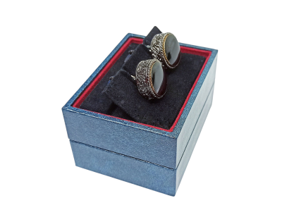 Запонки Cufflinks Inc. Круглые шайба с агатом, черный металлик, CF65