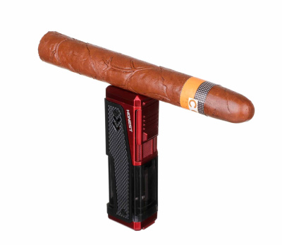 Зажигалка сигарная Honest, четверное пламя, с пробойником и сигарным ложементом, черная Зажигалка сигарная Honest, четверное пламя, с пробойником и сигарным ложементом, черная