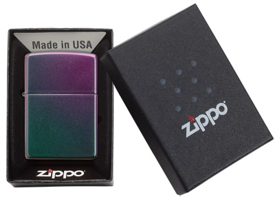 Зажигалка ZIPPO Classic с покрытием Iridescent, латунь/сталь, фиолетовая, матовая, 38x13x57 мм