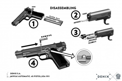 Макет. Пистолет Colt M1911A1 .45 (США, 1911 г.), разборный, арт.6312