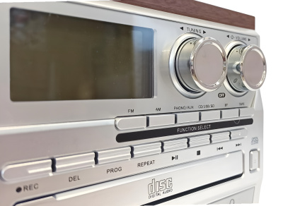 Виниловый проигрыватель FM-радио, CD / MP3, магнитофон, USB / micro-SD, Bt, SW-808