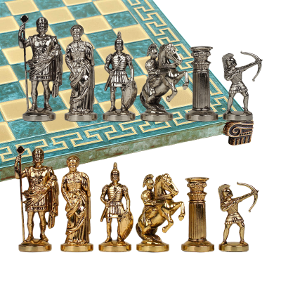 Шахматный набор "Античные войны" (28х28 см), доска патинированная с орнаментом