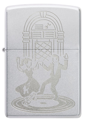 Зажигалка ZIPPO Vintage Dance с покрытием Satin Chrome, латунь/сталь, серебристая, 38x13x57 мм