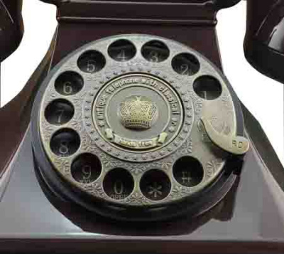 Ретро-телефон дисковый, Отель (коричневый)