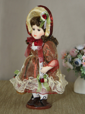 Кукла фарфоровая 12" на подставке, арт.12501