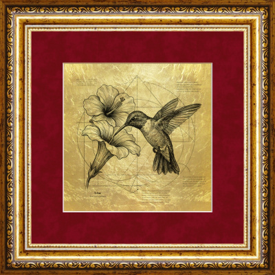 Картина на сусальном золоте «Колибри»