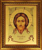 Икона из сусального золота Спас на убрусе 100х80 мм
