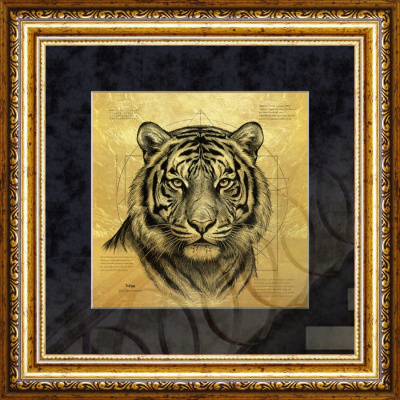 Картина на сусальном золоте «Амурский тигр»