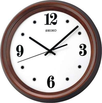 Круглые настенные часы Seiko, QXA540B, в деревянном корпусе