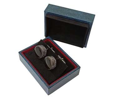 Запонки Cufflinks Inc. Круглые шайба с агатом, черный металлик, CF65