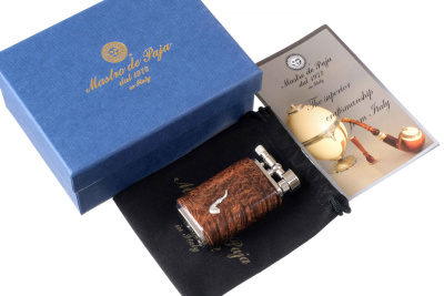 Зажигалка трубочная Mastro de Paja, серебро и бриар, 1401