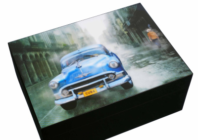 Хьюмидор Gentili Blue Car на 50 сигар, Черный лак