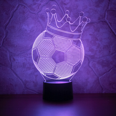 3D ночник Футбольный мяч с короной