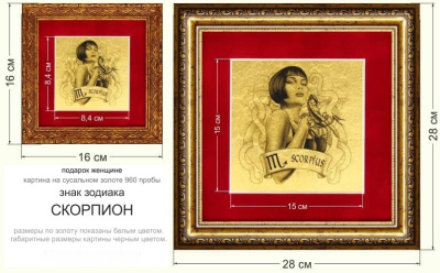 Картина на сусальном золоте «Знак Зодиака Скорпион»
