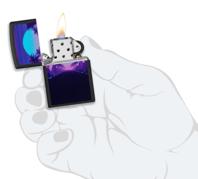 Зажигалка ZIPPO Sunset Black с покрытием Black Light, латунь/сталь, чёрная, матовая, 38x13x57 мм